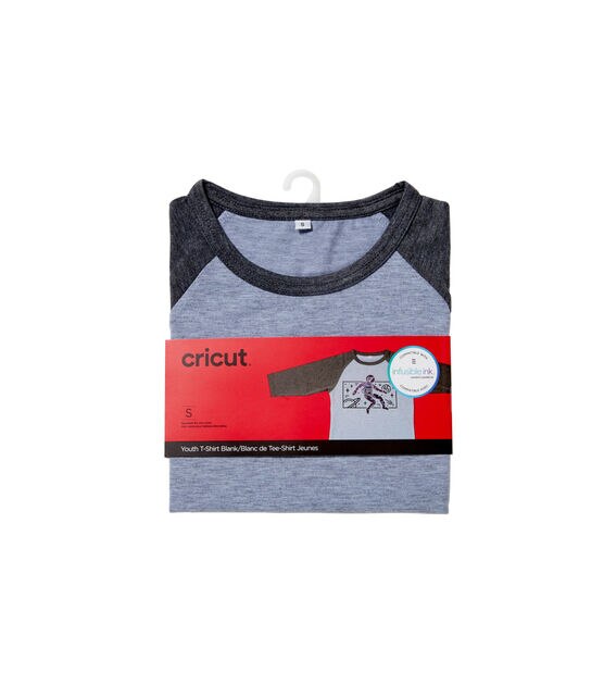 Cricut Unisex Youth T-Shirt Blank | Raglan in Dark/Light Heathered Gray