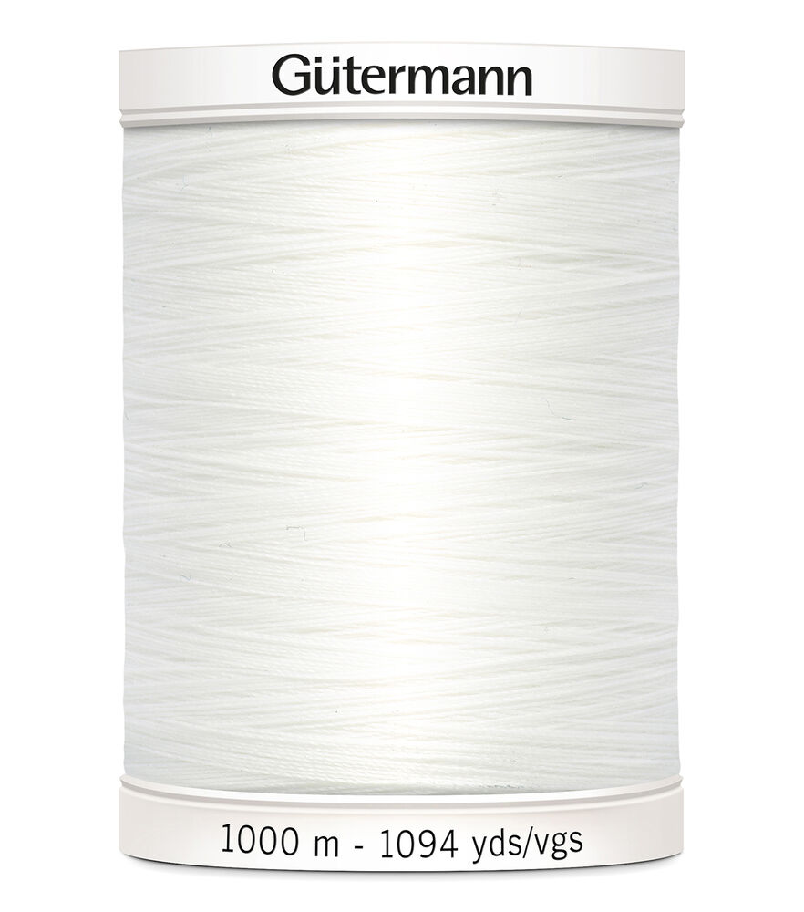 Gutermann 1094yd Polyester 100wt Sew All Thread, 20 Nu White, swatch
