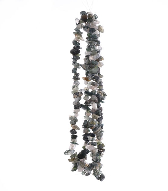 24" Moss Agate Chip Strung Beads by hildie & jo, , hi-res, image 3