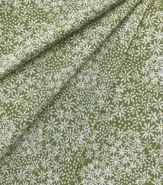 Sage Daisy Dots Crinkle Rayon Fabric, , hi-res, image 2