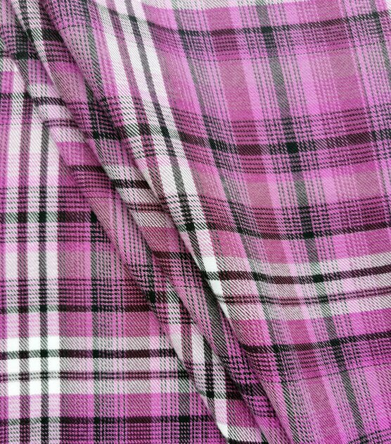 Purple Box Plaid Polyester Flannel Fabric, , hi-res, image 2