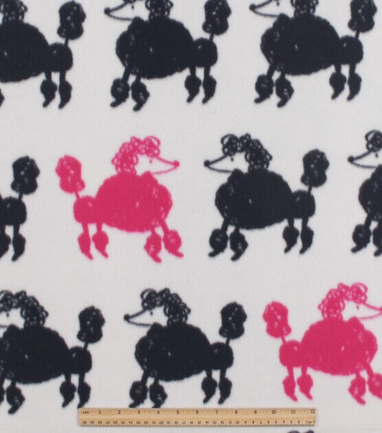 Sketched Poodle Blizzard Prints Fleece Fabric, , hi-res, image 2