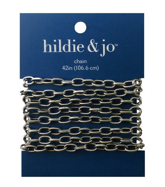 42" Burnished Silver Oval Rolo Metal Chain by hildie & jo