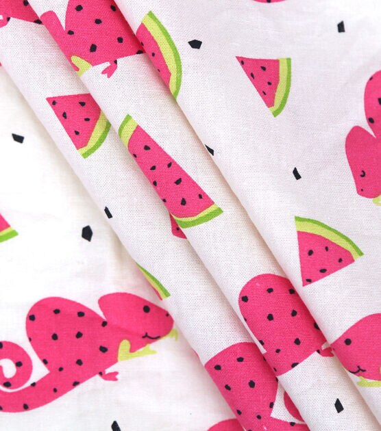 Pink Chameleon Watermelon Novelty Cotton Fabric by POP!, , hi-res, image 2