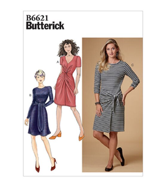 Butterick B6621 Size 14 to 22 Misses Dress Sewing Pattern