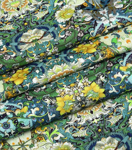 Asian Green Blue Kaleidoscope Premium Cotton Fabric, , hi-res, image 3