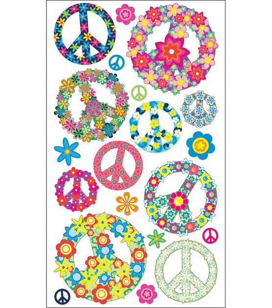 EK Success Sticko Stickers Floral Peace Signs