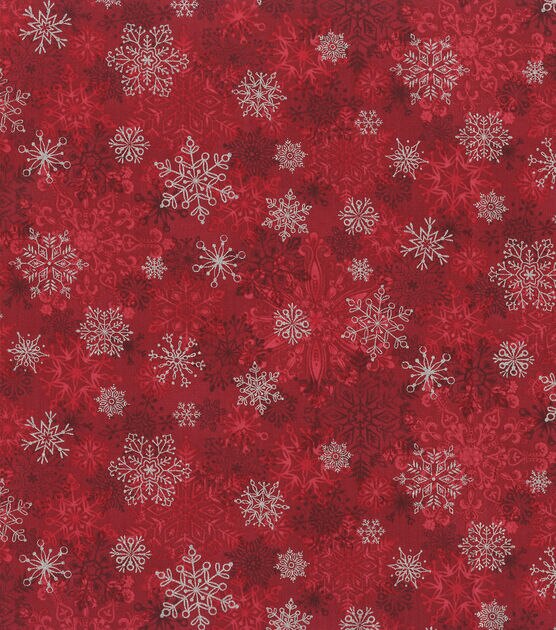 Hi Fashion Layered Snowflake Christmas Metallic Cotton Fabric, , hi-res, image 1