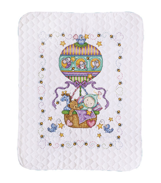 Tobin Balloon Ride Stamped Cross Stitch Kit Baby Quilt Joann