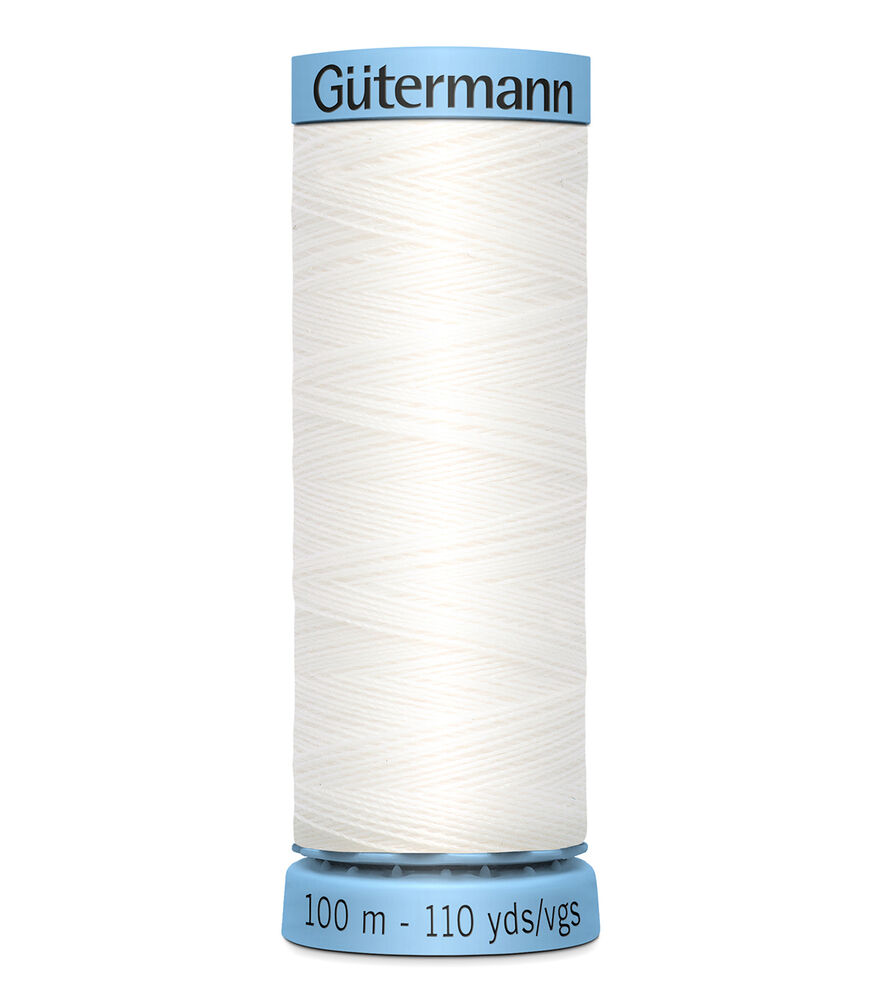 Gutermann 110yd 30wt Silk Thread, 800 White, swatch