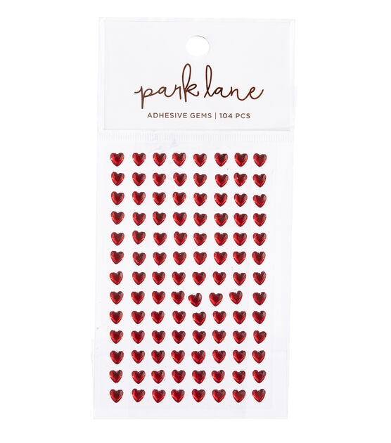 6mm Red Heart Adhesive Gems 104pc by Park Lane