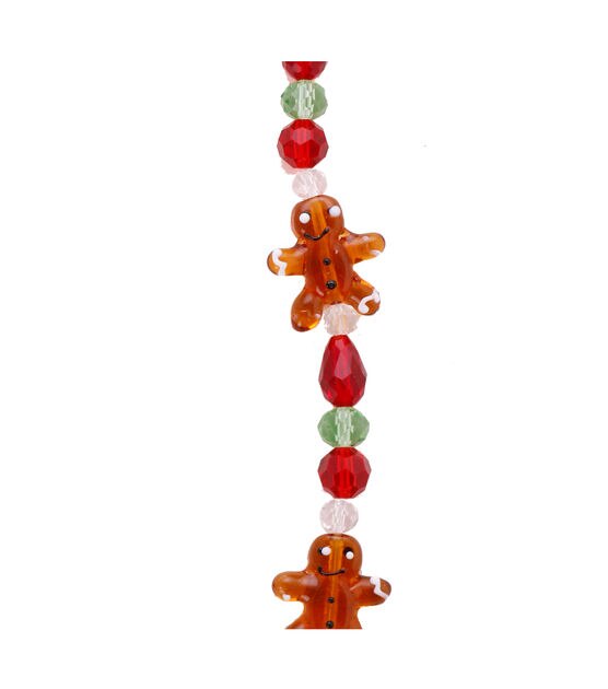 7" Christmas Glass Gingersnap Man Bead Strand by hildie & jo, , hi-res, image 2