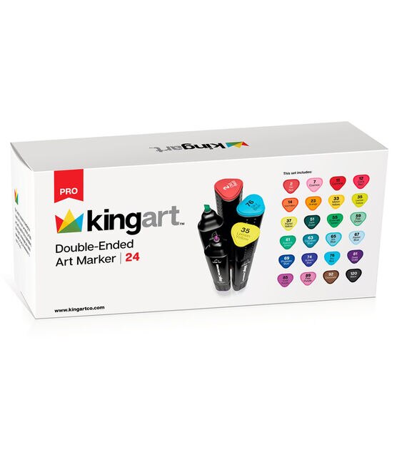KINGART Pro Double Ended Artist Sketch Markers, Chisel & Fine 24 Colors, , hi-res, image 4