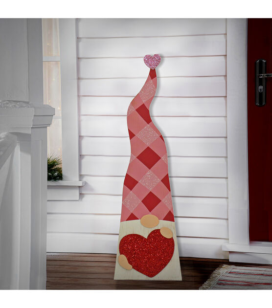 National Tree 36" Valentine’s Heart Gnome Porch Sign, , hi-res, image 3