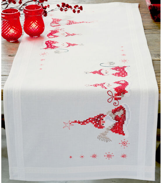 Vervaco 16" x 40" Christmas Gnomes Table Runner Stamped Embroidery Kit, , hi-res, image 2