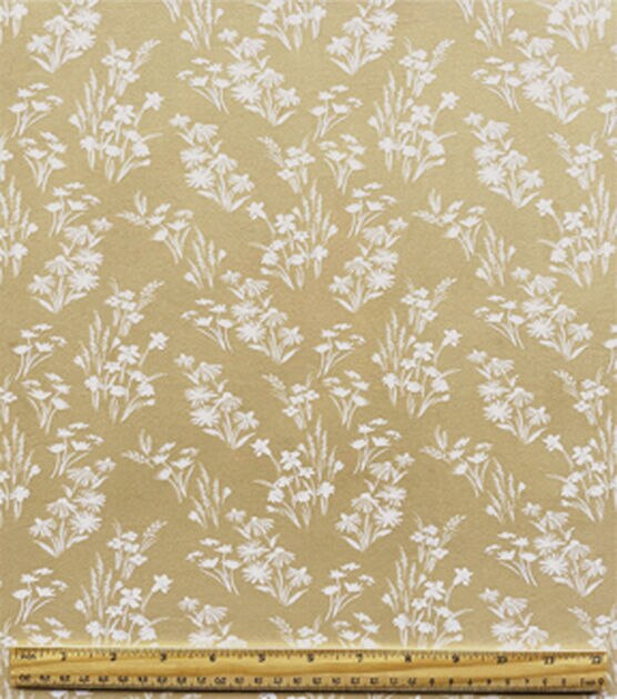 Tan Wildflower Jersey Knit Fabric, , hi-res, image 2