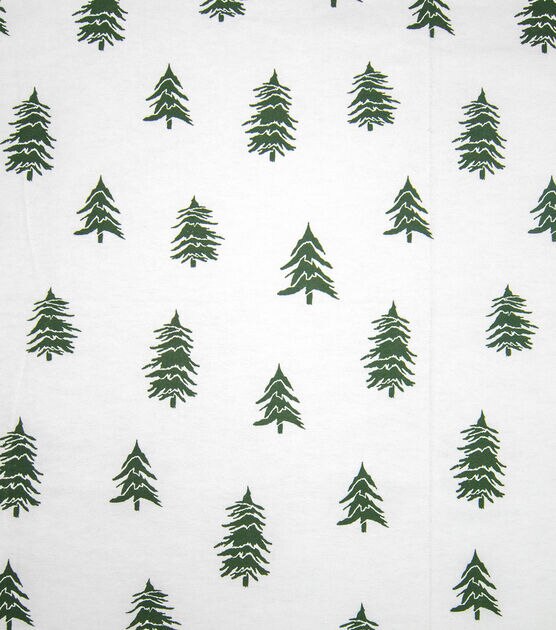 Green Trees on White Super Snuggle Christmas Flannel Fabric, , hi-res, image 2