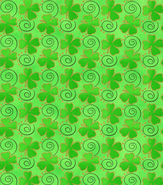 Fabric Traditions Tossed Shamrocks Glitter St. Patrick's Day Cotton Fabric