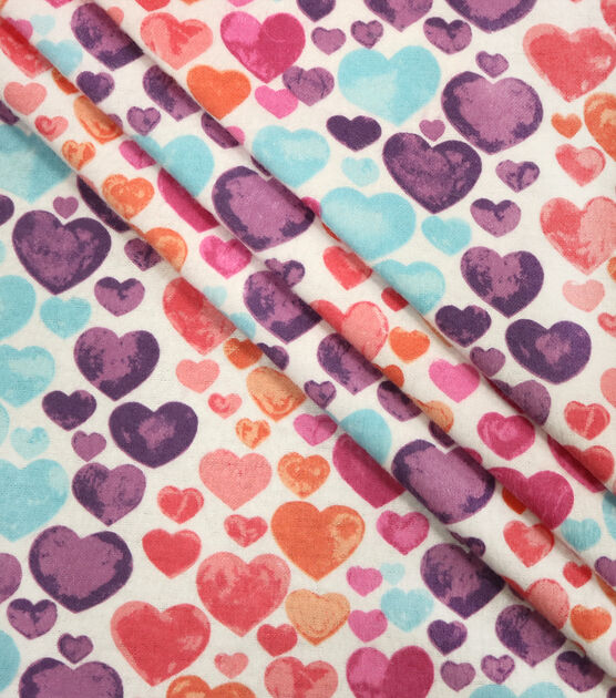 Watercolor Hearts Pink Purple Super Snuggle Flannel Fabric, , hi-res, image 2