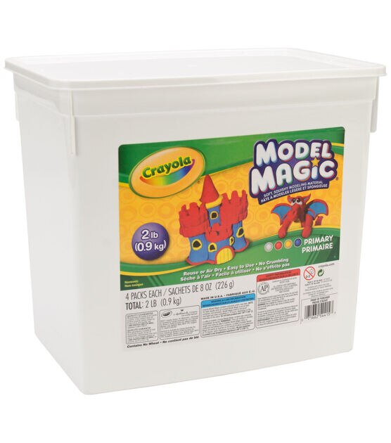 Crayola Model Magic White Modeling Compound Art Tools 2 Pounds Ech Resealable Buckets Perfect for Slime Supplies Kit. Set of 5, 10 Pounds Total.