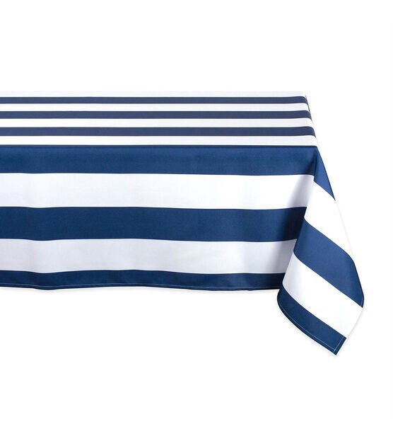 Design Imports Nautical Blue Cabana Outdoor Tablecloth 84"