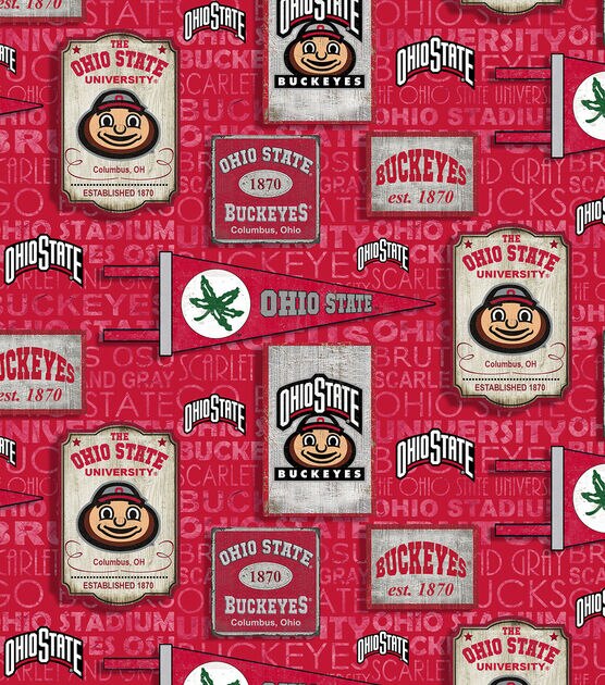 Ohio State Cotton Fabric Vintage Pennant