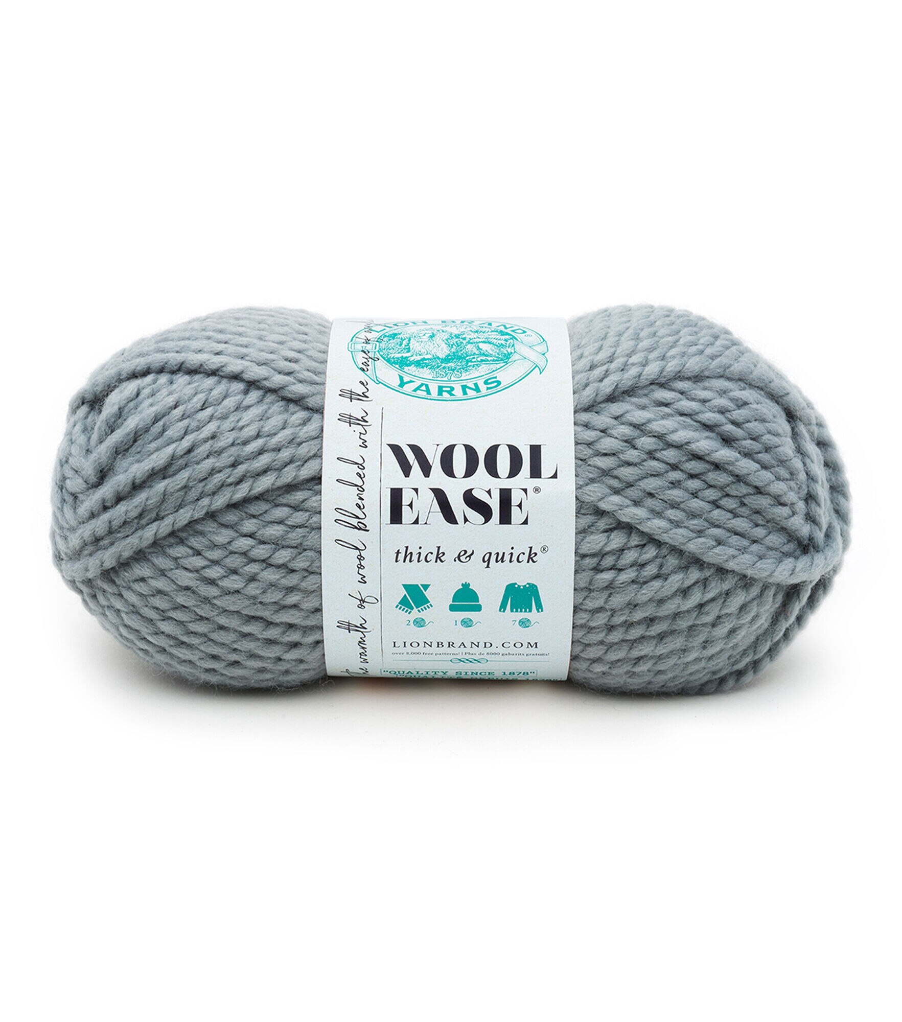 Lion Brand Yarn Wool-Ease Thick & Quick Yarn, Soft and Bulky Yarn for  Knitting, Crocheting, and Crafting, 1 Skein, Moonlight
