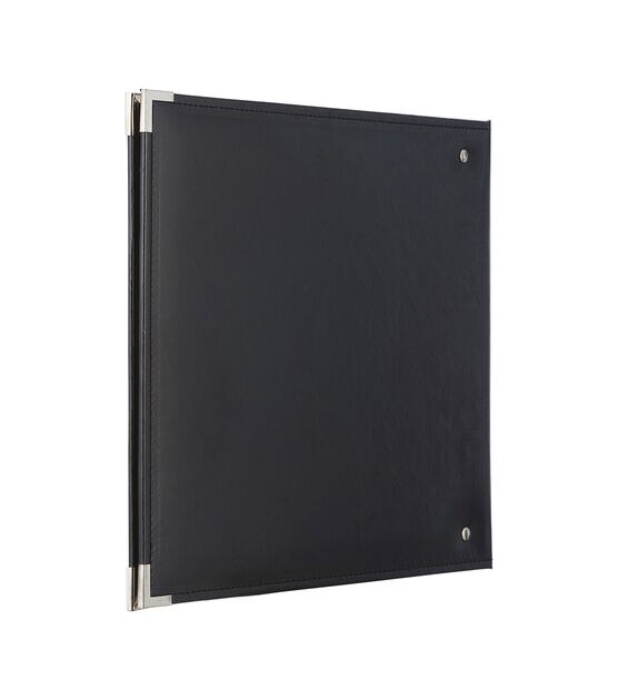 Black Leather/Vinyl 12x12 3-Ring Scrapbook Binder protective Corners--Brand  New.