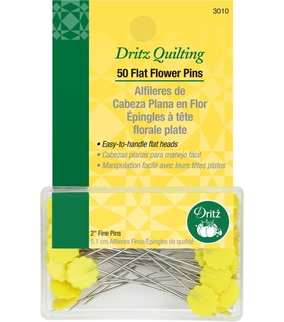 Dritz 2" Flat Flower Pins, 50 pc, Yellow