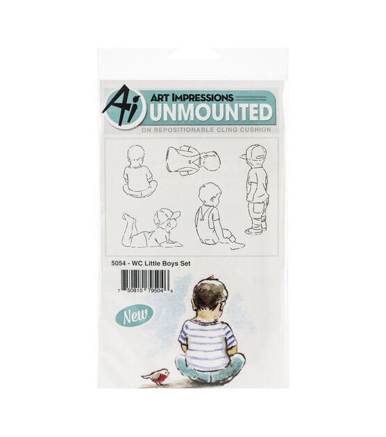 Art Impressions Watercolor Cling Rubber Stamps Little Boys, , hi-res, image 2