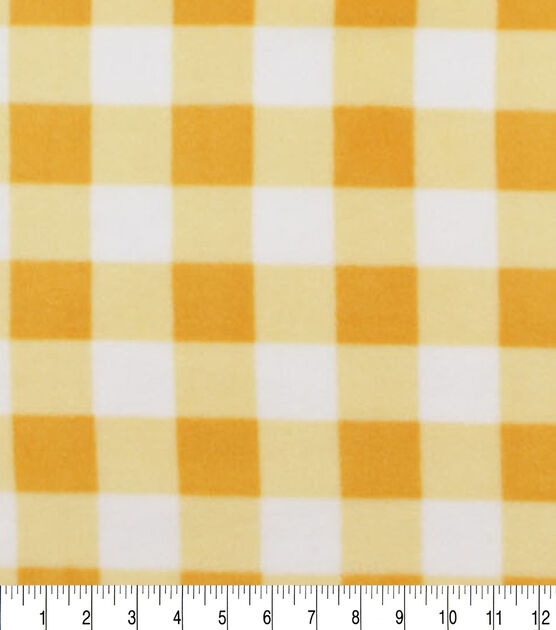Yellow & White Gingham Pattern Anti Pill Fleece Fabric