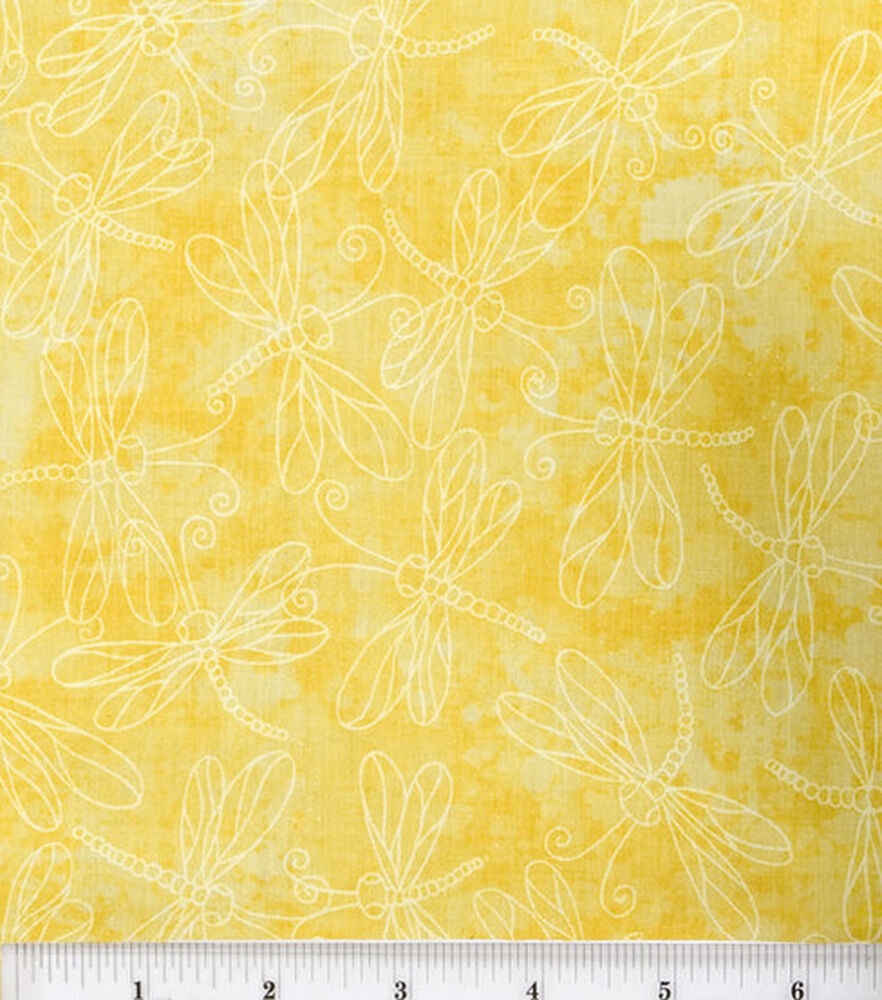 Fabric Traditions Dragonflies Quilt Cotton Fabric by Keepsake Calico, Yellow, swatch