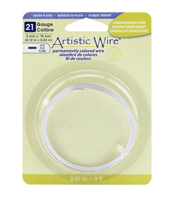 Beadalon Flat Wire 21g 3mmx.75mmx3' Silver Plated