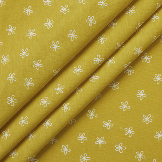 Yellow Flower Outline Jersey Knit Fabric by POP!, , hi-res, image 2