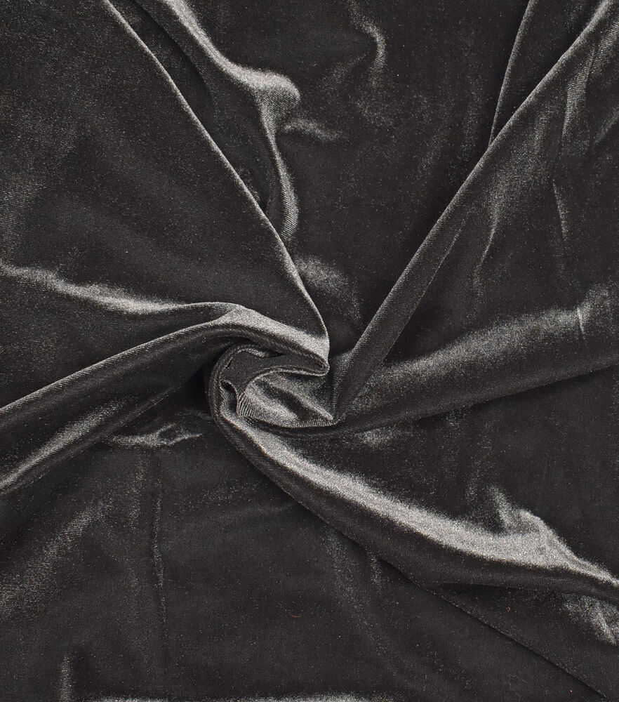 Stretch Velvet Fabric, Black, swatch, image 4