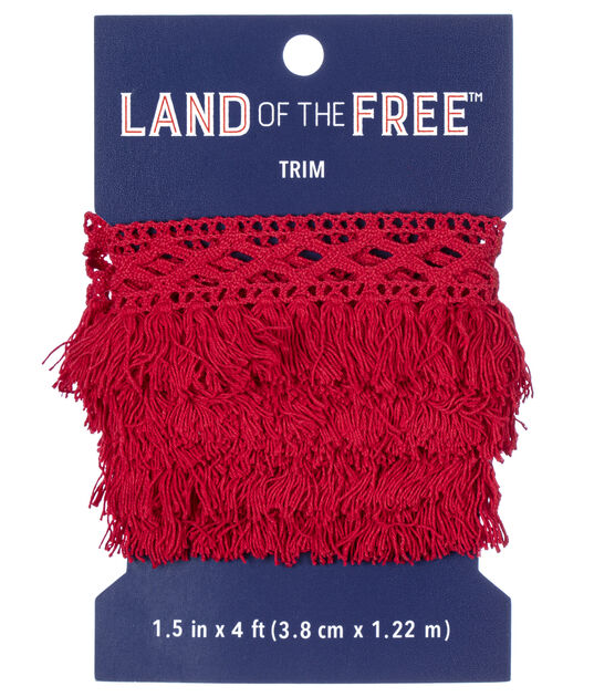 Land of the Free Cluny Fringe Trim 1.5'' Red