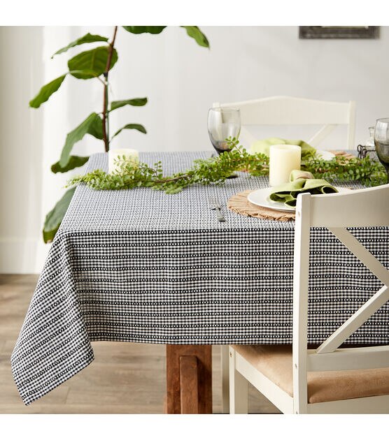 Design Imports Farmhouse Gingham Tablecloth 60x104 Black, , hi-res, image 4