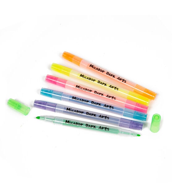 Micador Dark Arts, Neon Glow Scented Highlighters, 6 - Color Set