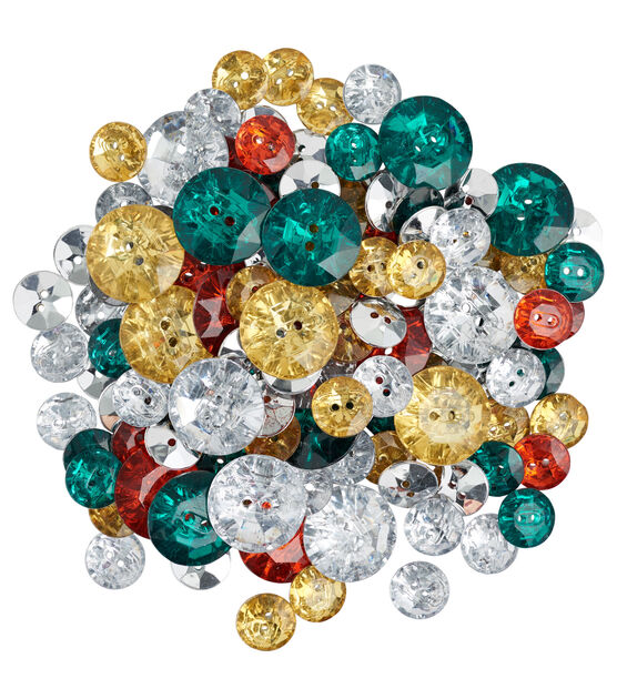 Favorite Findings 115ct Christmas Multicolor Metallic Gem Buttons, , hi-res, image 3