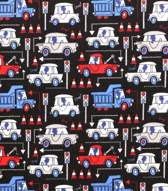 Tow Trucks In Traffic Super Snuggle Flannel Fabric