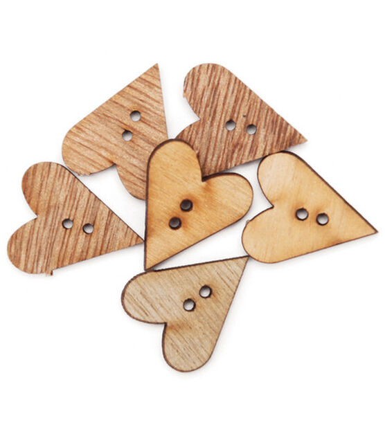 Favorite Findings 6pk Wood Simple Hearts 2 Hole Buttons