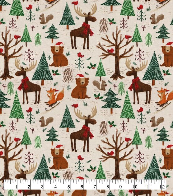 Forest Christmas Animals Super Snuggle Flannel Fabric, , hi-res, image 2