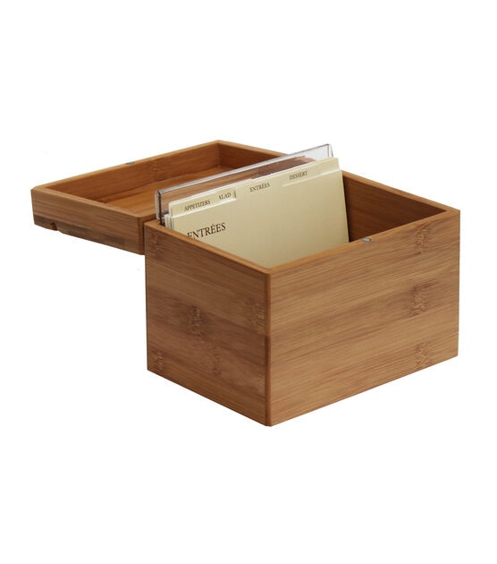 Oceanstar Bamboo Recipe Box with Divider, , hi-res, image 2