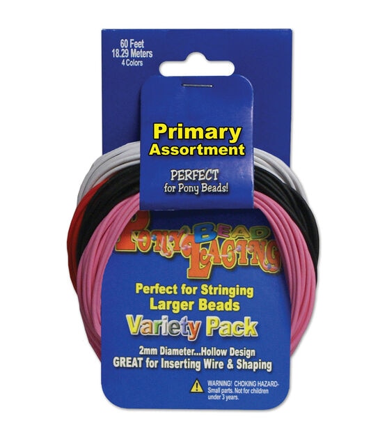 Pony Bead Lacing Variety Pack 60 Feet Pkg Primary Colors