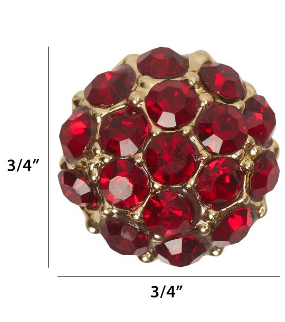 18mm/20mm Round Red Rhinestone Snap Surrounded by Red Rhinestones  (1820-7063)