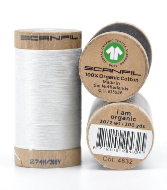 SCANFIL 300yd Organics Cotton 30wt Thread on Wooden Spools With Rack, , hi-res, image 7