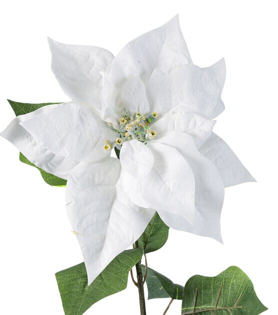 28.5" White Poinsettia Stem by Bloom Room, , hi-res, image 2