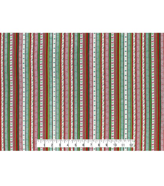 Red & Green Holly Striped Christmas Cotton Fabric, , hi-res, image 4