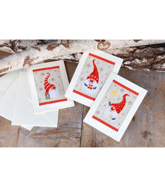 Vervaco 4" x 6" Christmas Gnomes Greeting Card Cross Stitch Kit 3ct, , hi-res, image 8