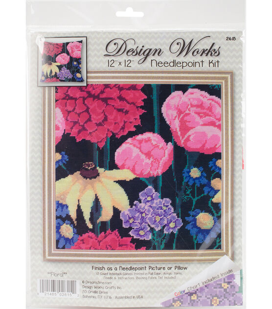 Design Works 12" x 12" Midnight Floral Needlepoint Kit